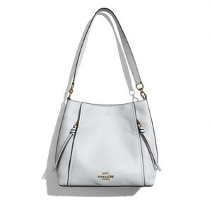 COACH CHALK PEBBLE LEATHER MARLON HOBO PURSE HANDBAG TOTE GOLD ACCENTS